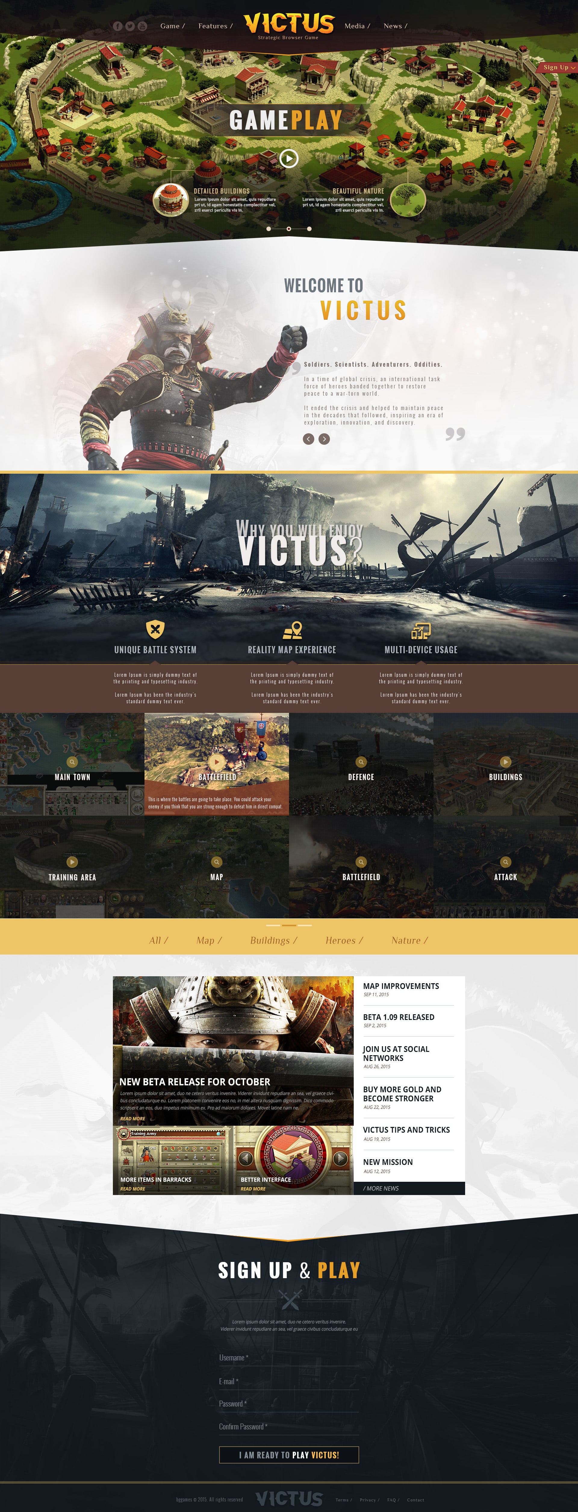 Victus Browser Game Landing Page